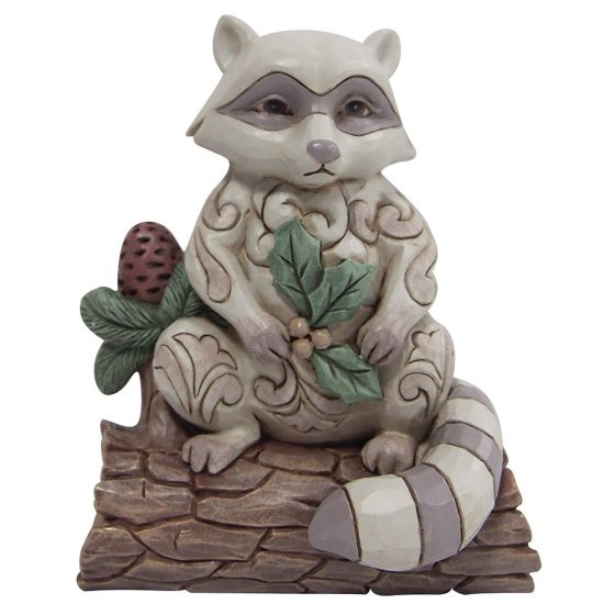 Raccoon with Pinecone Figurine