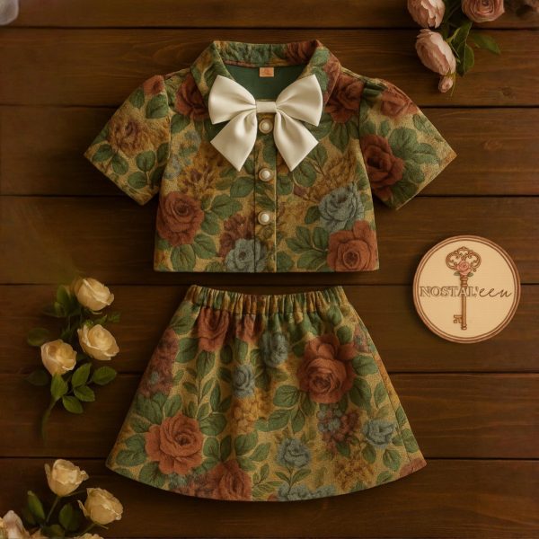 “Vintage Garden”  Girls’ Top & Skirt Set.