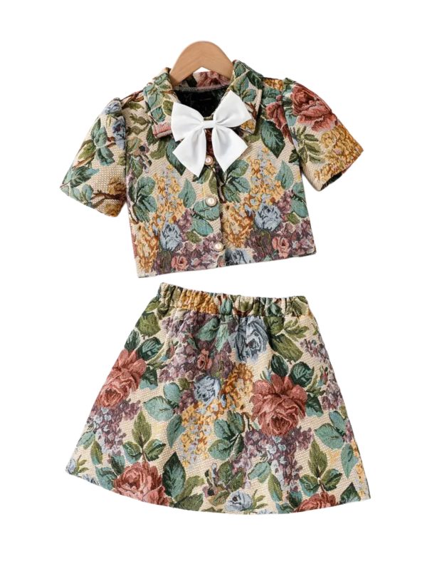 “Vintage Garden”  Girls’ Top & Skirt Set. - Image 2