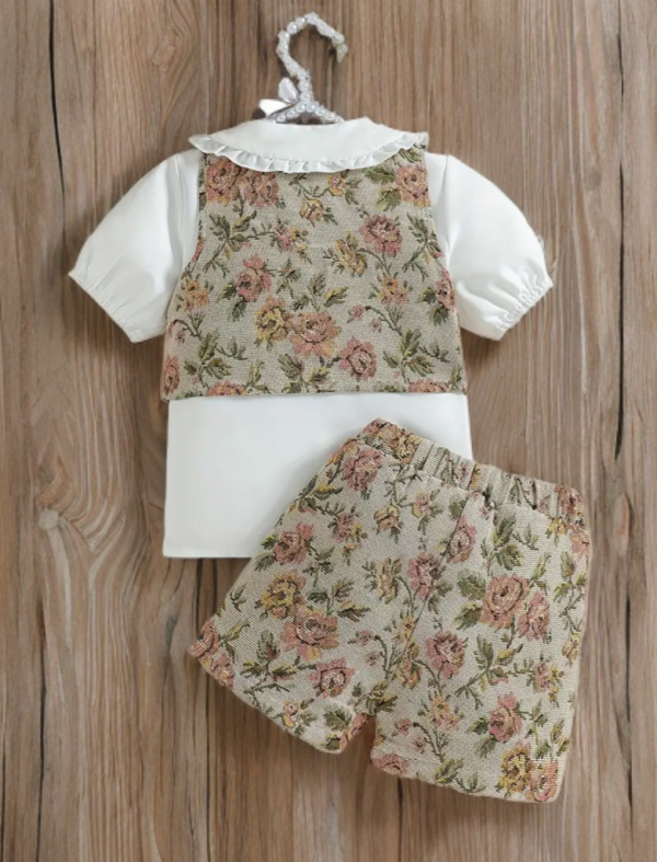 “Buttons & Blossoms” Little Girls’ 2 pcs Set. - Image 3