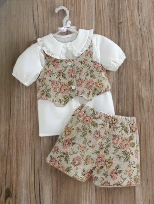 “Buttons & Blossoms” Little Girls’ 2 pcs Set. - Image 2