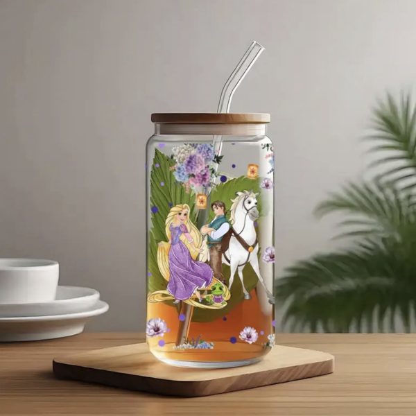 Rapunzel Glass Tumbler with Bamboo Lid & Straw - Image 3